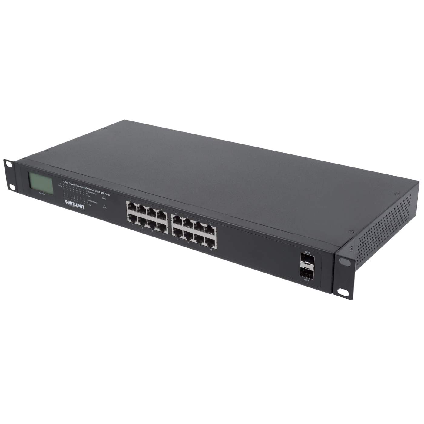 16-Port Gigabit Ethernet PoE+ Switch mit 2 SFP-Ports und LCD-Anzeige Image 6