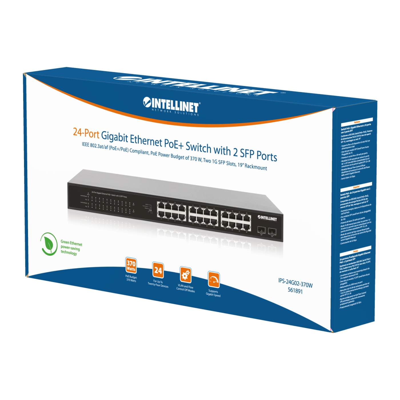 24-Port Gigabit Ethernet PoE+ Switch mit 2 SFP-Ports Packaging Image 2