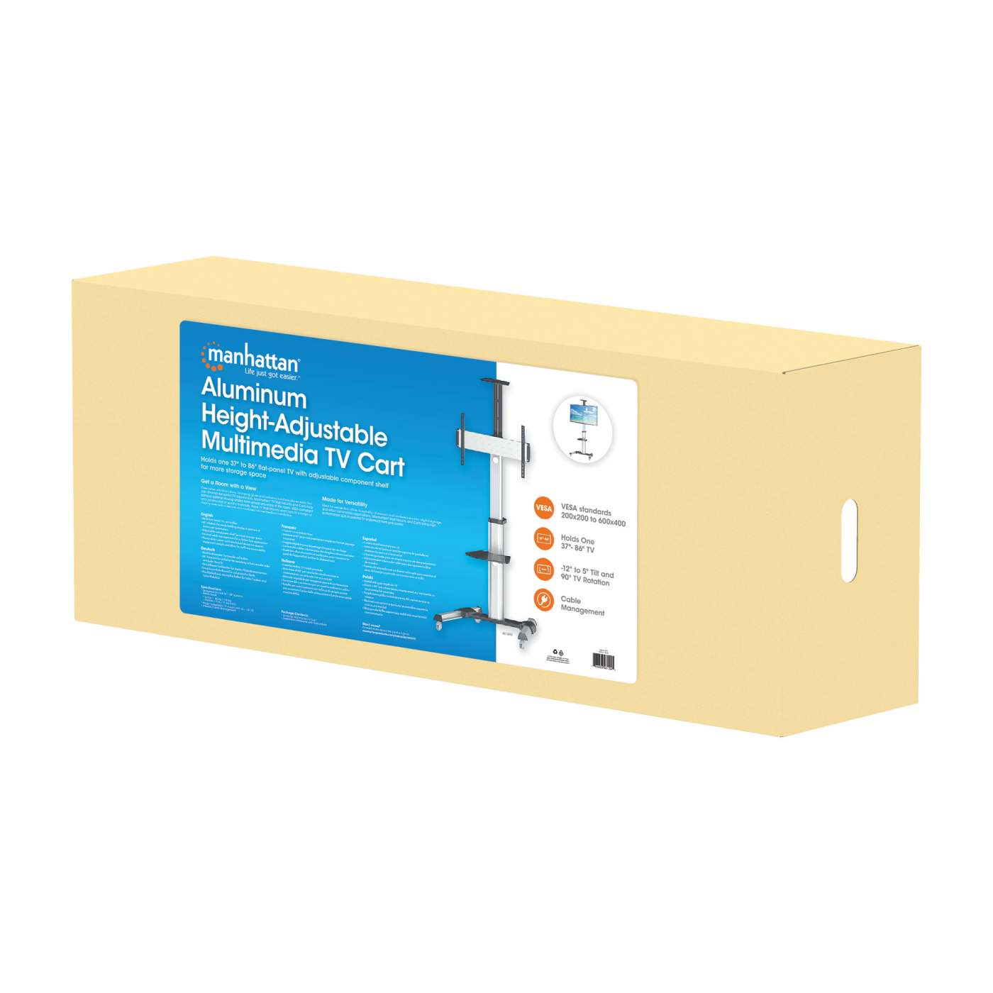 Aluminium Multimedia TV-Ständer auf Rollen Packaging Image 2