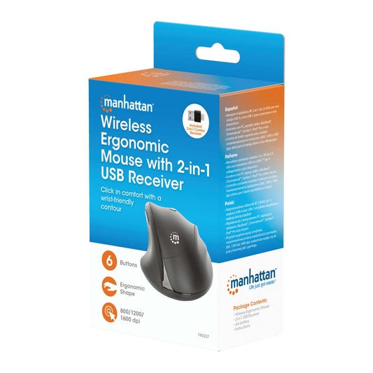 Ergonomische Kabellose Maus mit 2-in-1 USB-Empfänger Packaging Image 2