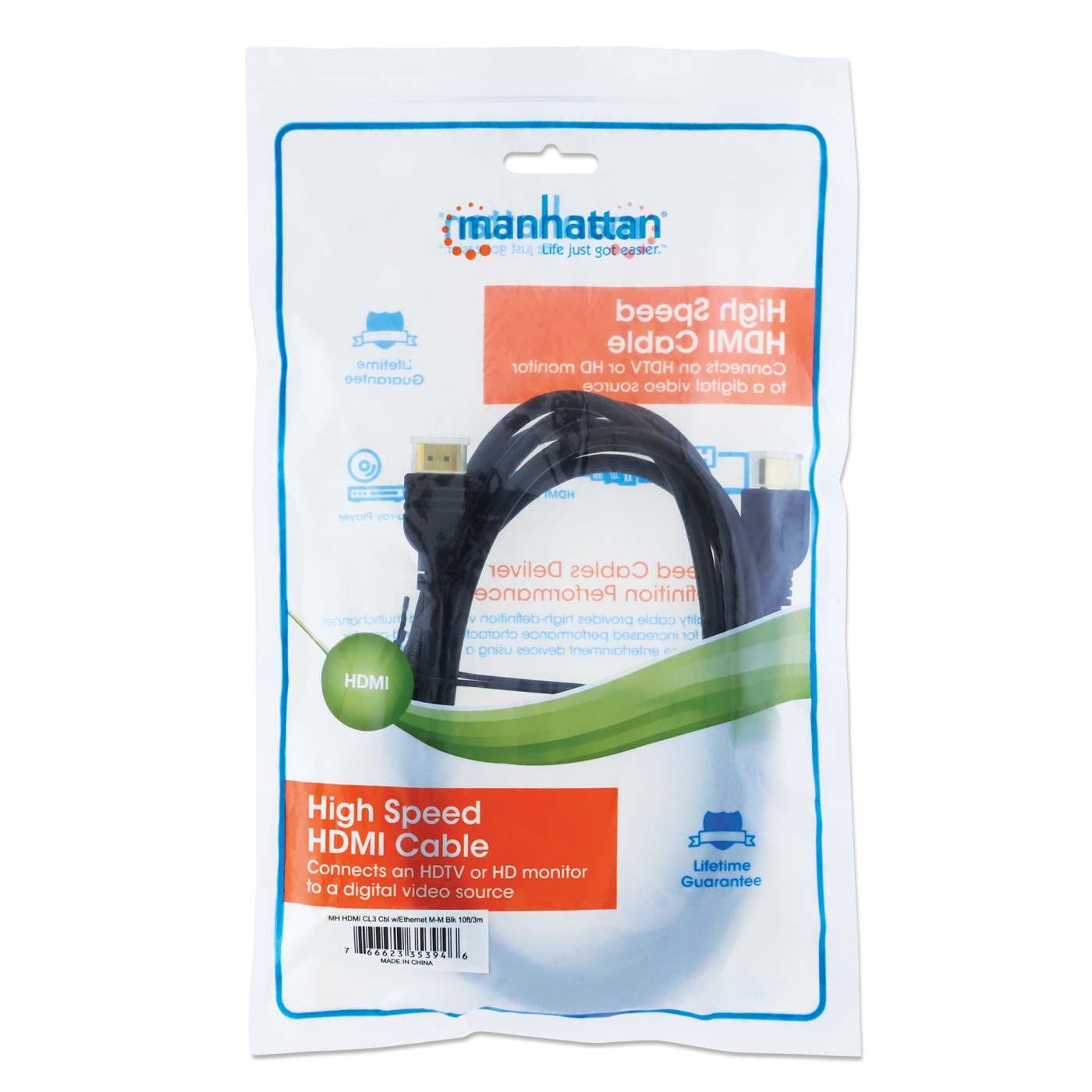 High Speed HDMI-Kabel mit Ethernet-Kanal, CL3-zertifiziert für Wandinstallationen, 3 m Packaging Image 2