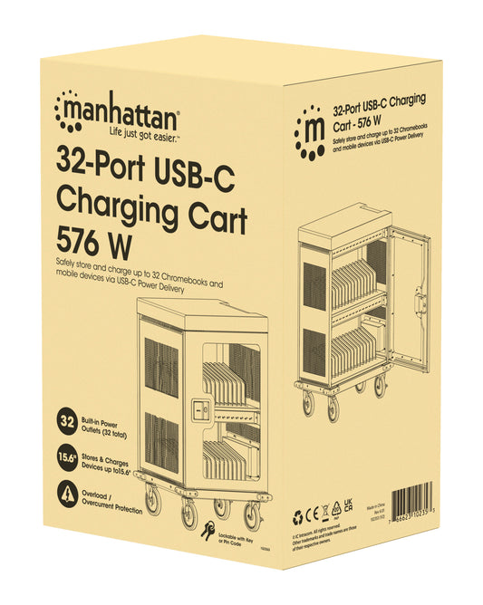 32-Port USB-C Ladeschrank auf Rollen - 18W pro Port Packaging Image 2