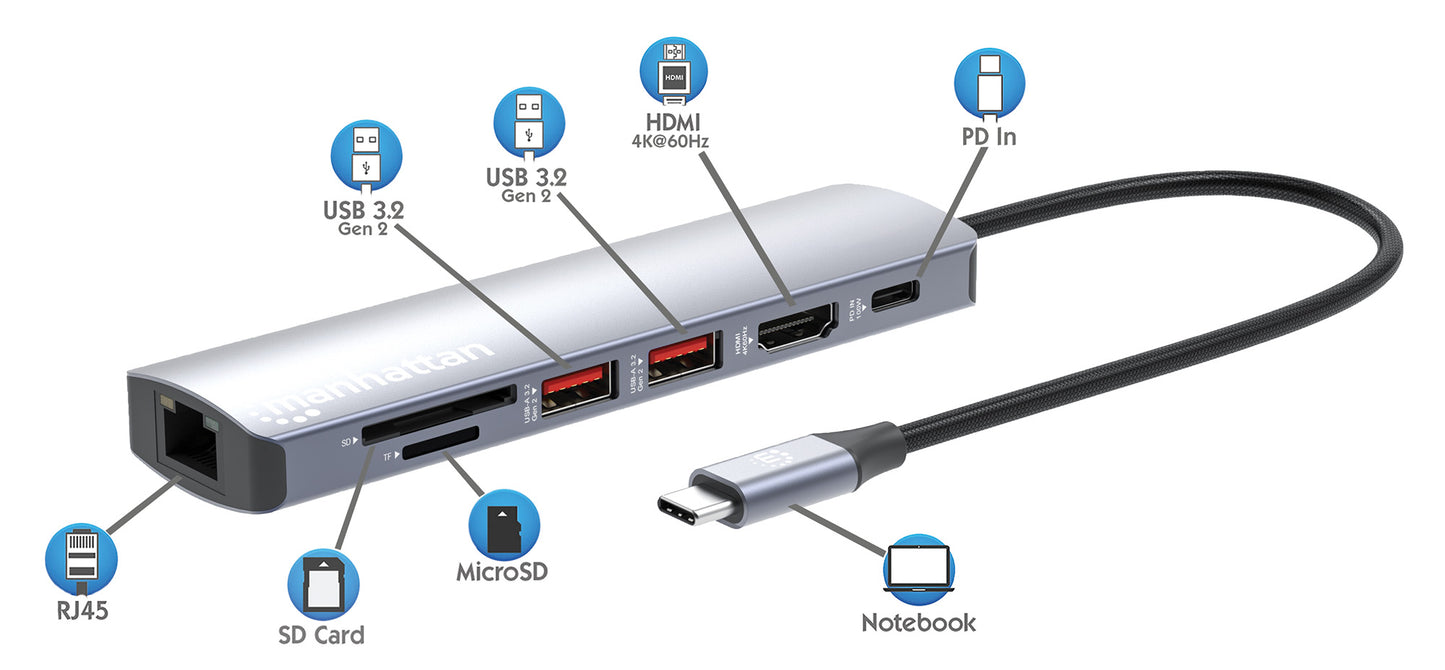 USB-C PD 7-in-1 4K Dockingstation / Multiport-Hub Image 9