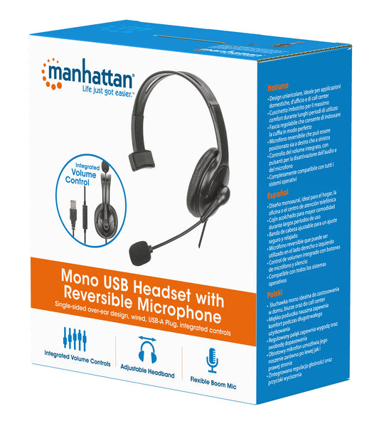 Mono USB-Headset, Over-Ear, mit beidseitig verwendbarem Mikrofon Packaging Image 2