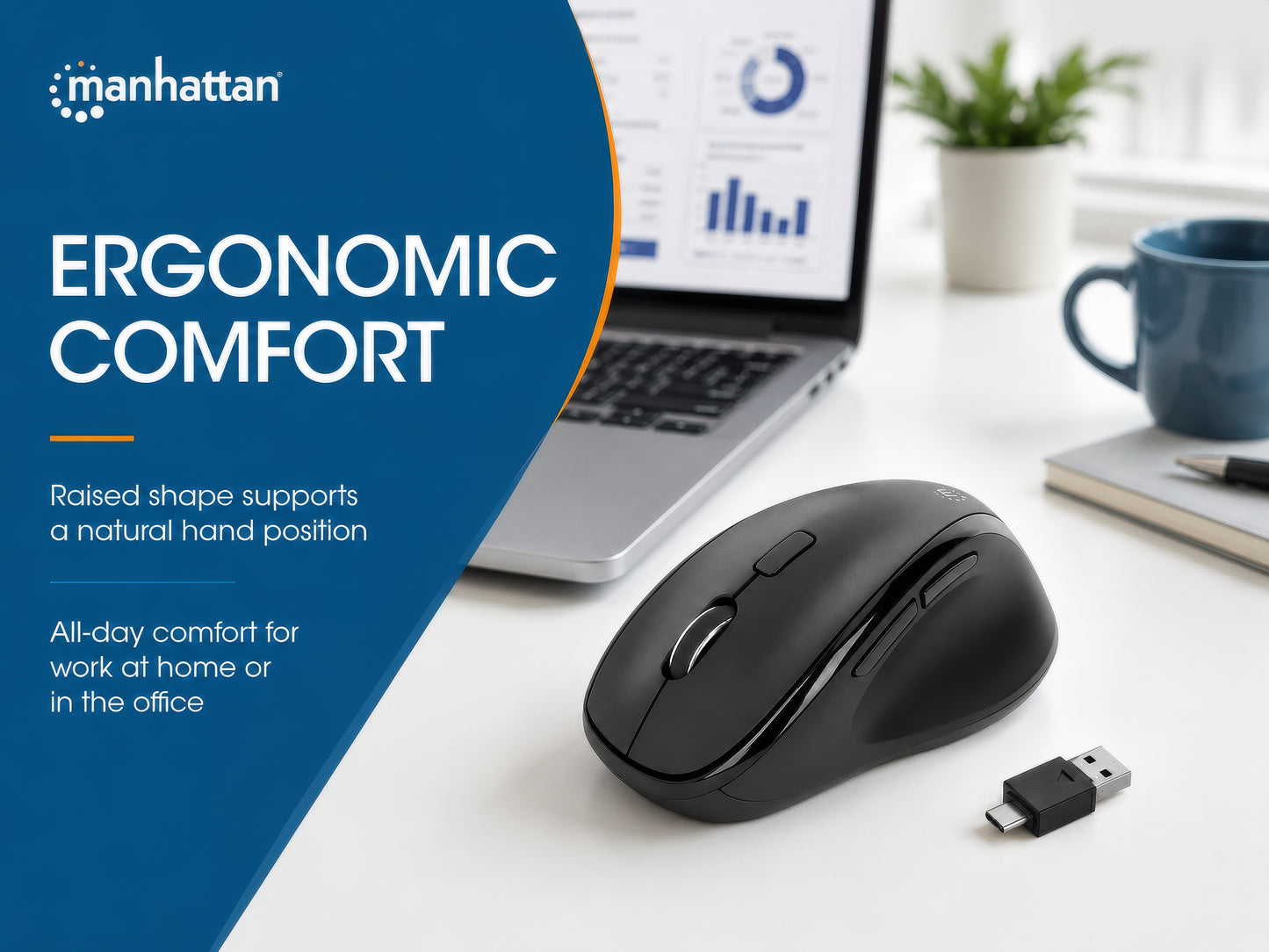 Ergonomische Kabellose Maus mit 2-in-1 USB-Empfänger Image 13
