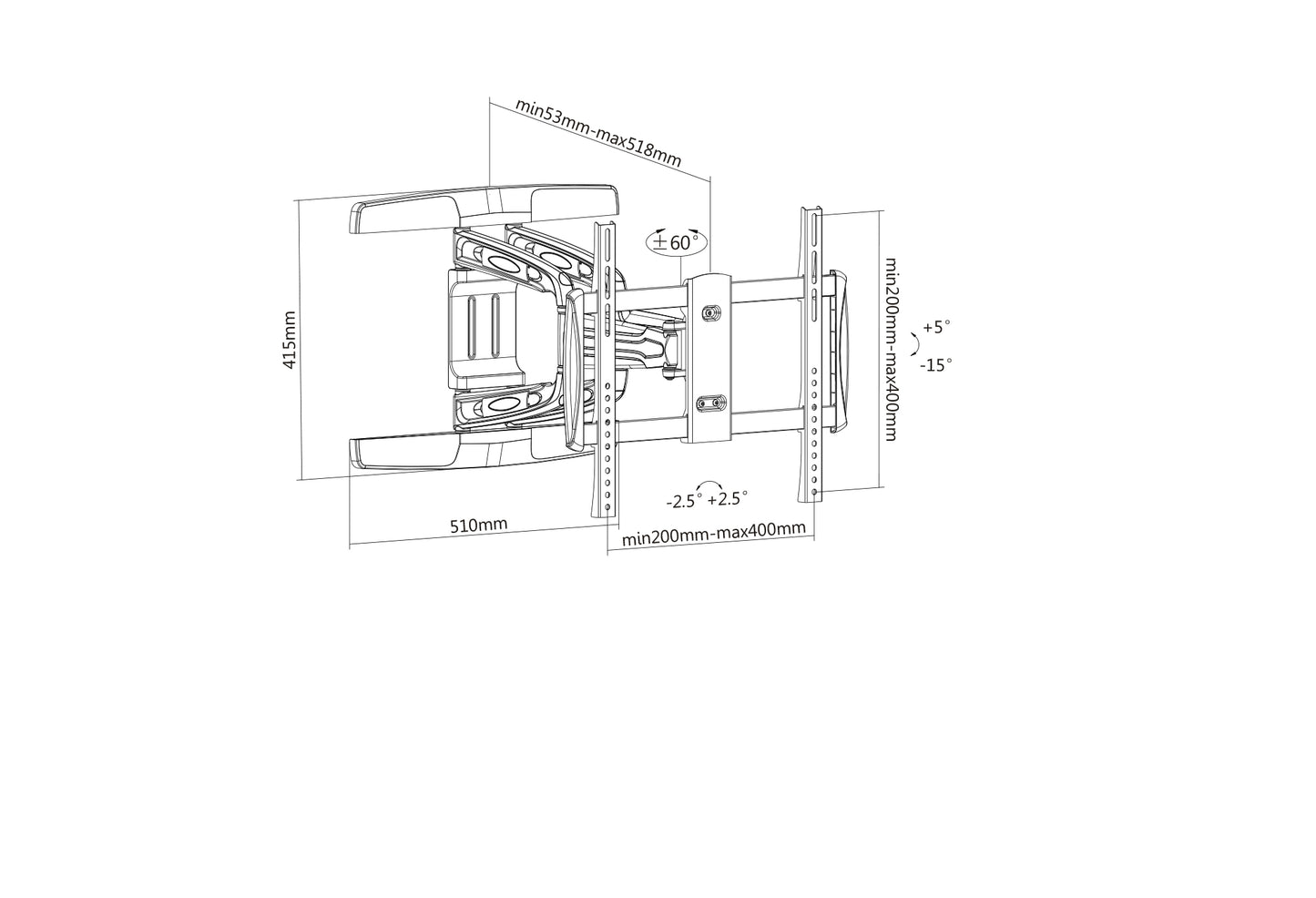 TV-Wandhalterung für 32 bis 55 Zoll, neigbar und schwenkbar Image 5