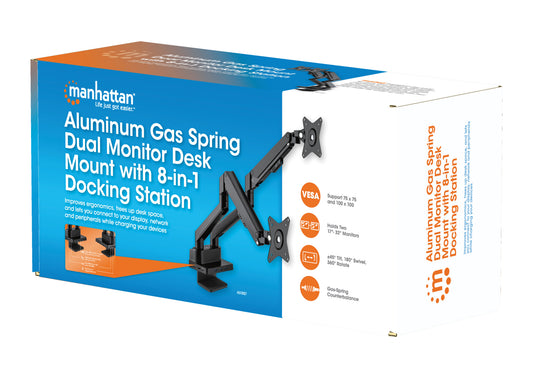 Tischhalterung mit Gasdruckfeder für zwei Monitore & Dockingstation Packaging Image 2