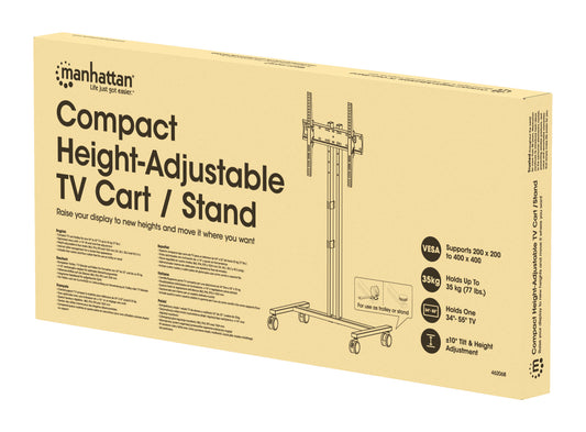 Kompakter TV-Ständer auf Rollen / Standfuß für 34 bis 55 Zoll, neigbar und höhenverstellbar Packaging Image 2