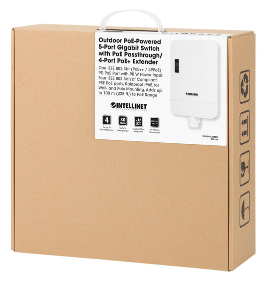 Outdoor PoE-Powered 5-Port Gigabit Switch mit PoE-Passthrough / 4-Port PoE+ Extender Packaging Image 2