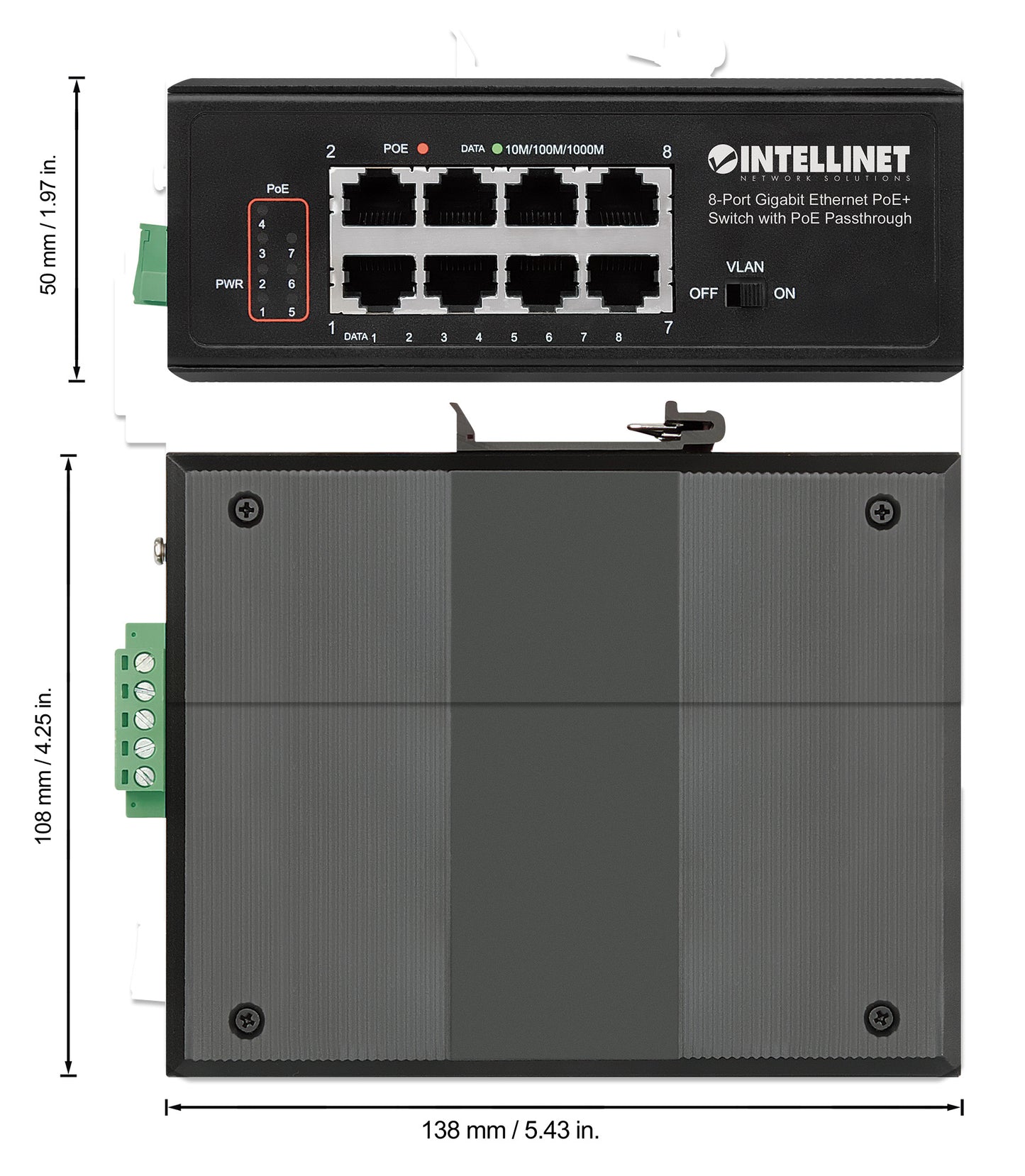 PoE-Powered 8-Port PoE+ Gigabit Industrie-Switch mit PoE-Passthrough Image 7