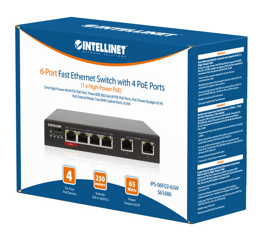 6-Port Fast Ethernet Switch mit 4 PoE-Ports (1 x High-Power PoE) Packaging Image 2