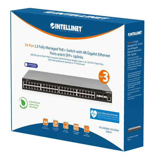 54-Port L3 Fully Managed PoE+ Switch mit 48 Gigabit Ethernet-Ports und 6 SFP+ Uplinks Packaging Image 2