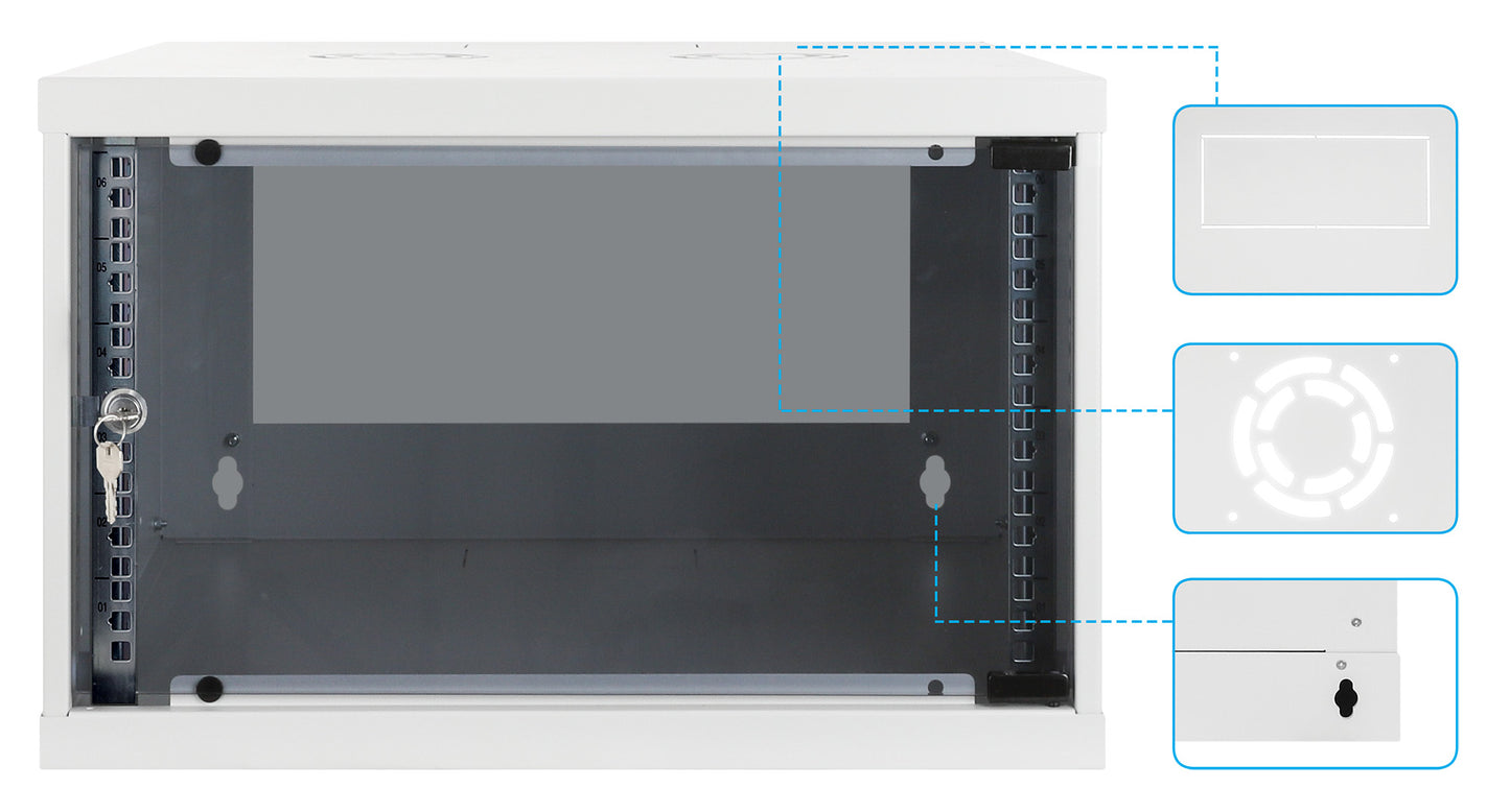 6 HE 19" Netzwerk-Wandverteiler, Basic Line, 560 mm Tiefe, grau Image 8