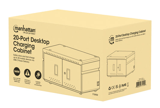 20-Port USB-C Desktop Ladeschrank - 18W pro Port Packaging Image 2