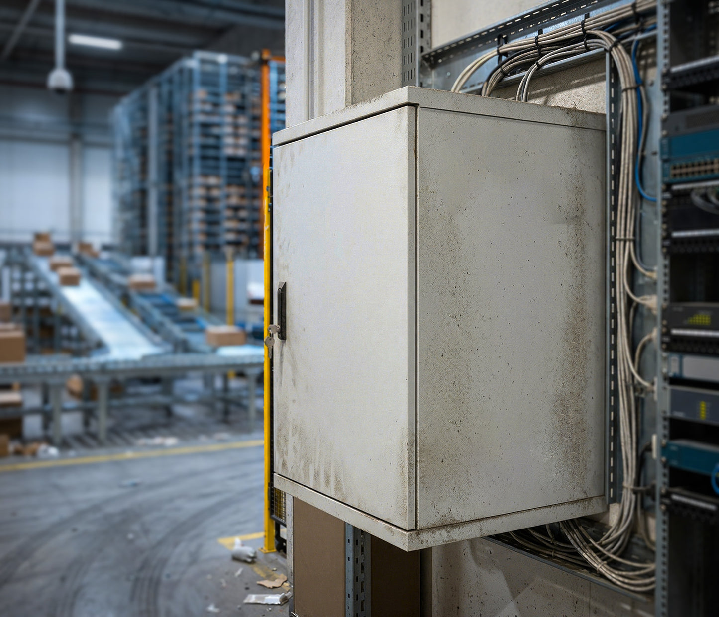 18 HE Industrieller IP55 19" Wandverteiler mit integrierten Lüftern, grau Image 11