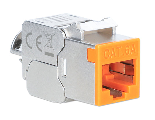 Cat6a 10G Slimline Keystone-Modul, geschirmt und werkzeuglos, orange Image 2