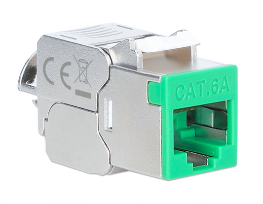 Cat6a 10G Slimline Keystone-Modul, geschirmt und werkzeuglos, grün Image 2