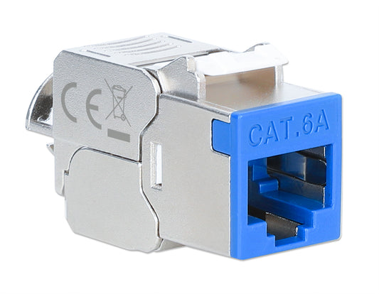 Cat6a 10G Slimline Keystone-Modul, geschirmt und werkzeuglos, blau Image 2