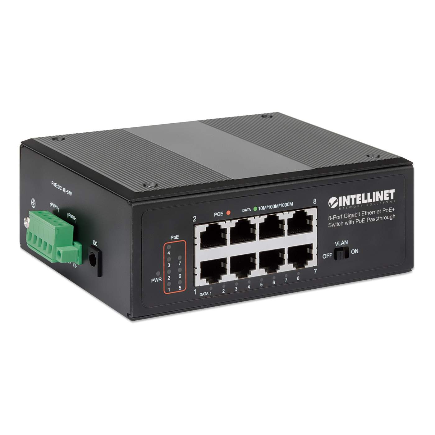 PoE-Powered 8-Port PoE+ Gigabit Industrie-Switch mit PoE-Passthrough Image 3