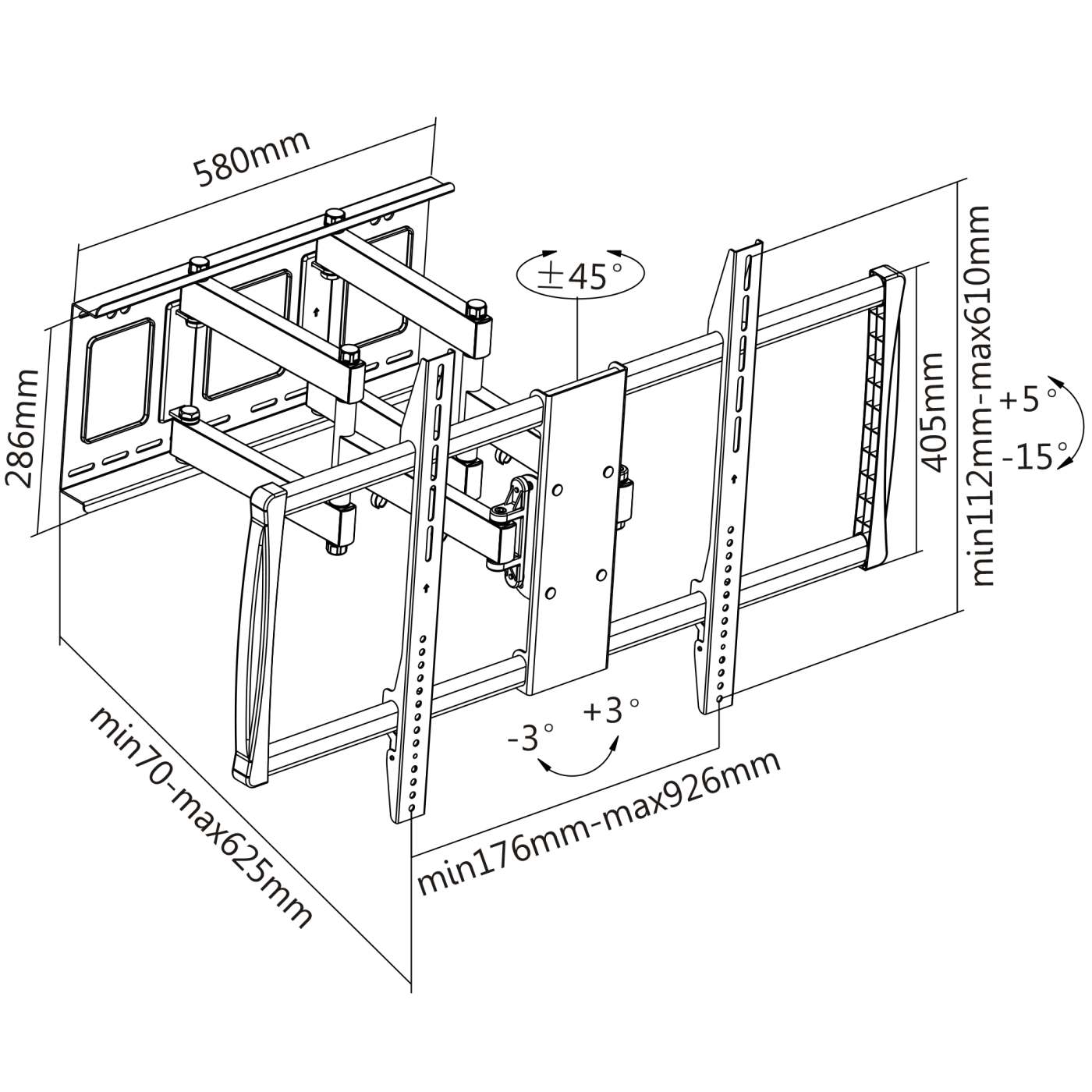 Universal Wandhalterung für Großbildschirme, neig- und schwenkbar, für 60" bis 100" Image 14