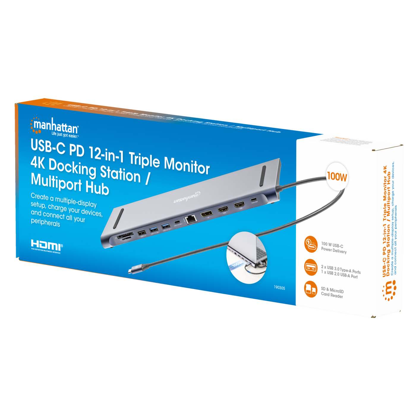 USB-C PD 12-in-1 4K Dockingstation / Multiport-Hub für drei Monitore Packaging Image 2
