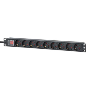 19" 9-fach Steckdosenleiste / PDU, Schutzkontakt, 1 HE Image 1