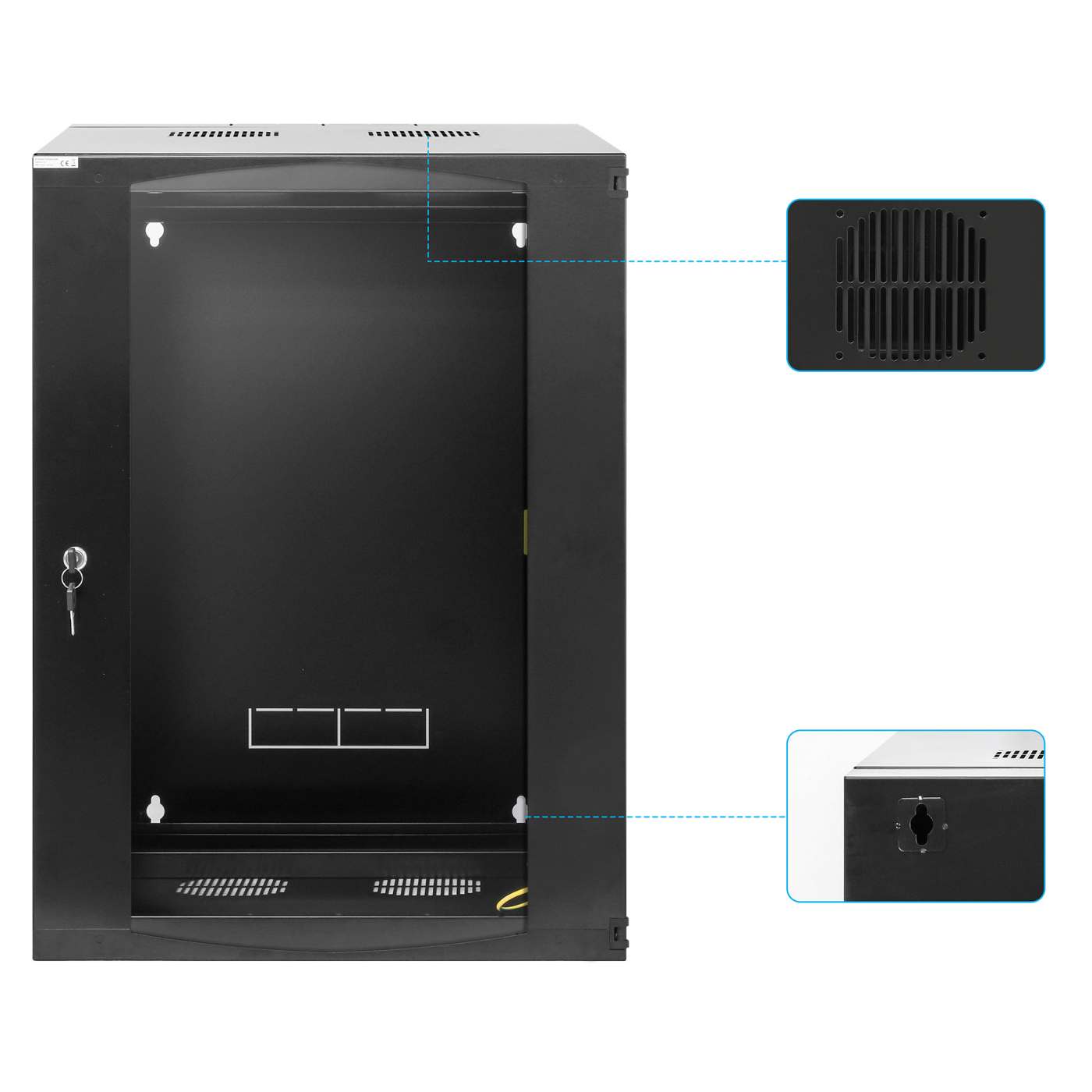 19" Wandverteiler mit Schwenkrahmen, 15 HE, 725 (H) x 540 (B) x 450 (T) mm, schwarz Image 7