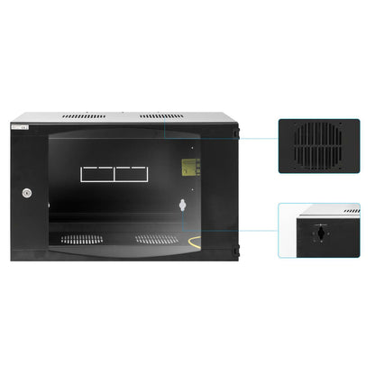 19" Wandverteiler mit Schwenkrahmen, 6 HE, 327 (H) x 540 (B) x 450 (T) mm, schwarz Image 8