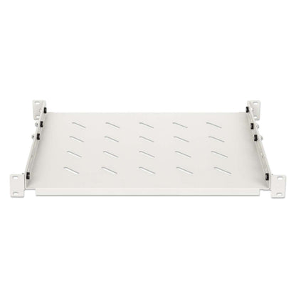 19" Fachboden mit variablen Schienen zur Festmontage, Ablagefläche 350 mm Tiefe, grau Image 3