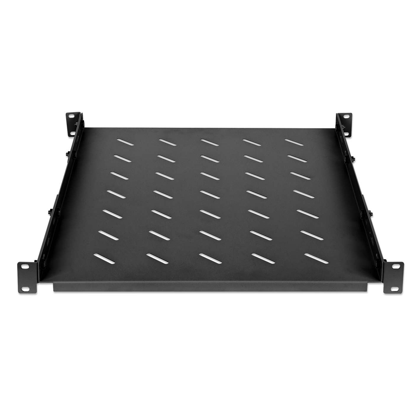 19" Fachboden mit variablen Schienen zur Festmontage, Ablagefläche 550 mm Tiefe, schwarz Image 3