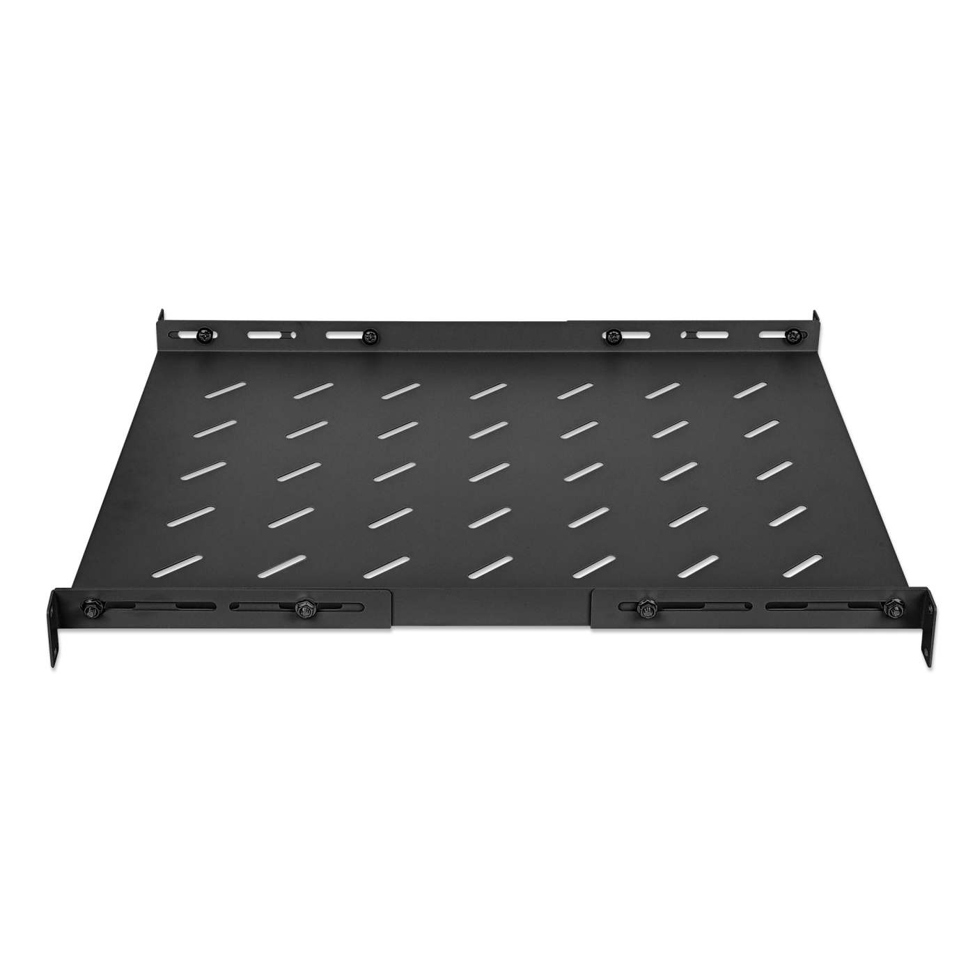 19" Fachboden mit variablen Schienen zur Festmontage, Ablagefläche 550 mm Tiefe, schwarz Image 4