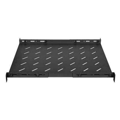 19" Fachboden mit variablen Schienen zur Festmontage, Ablagefläche 550 mm Tiefe, schwarz Image 4