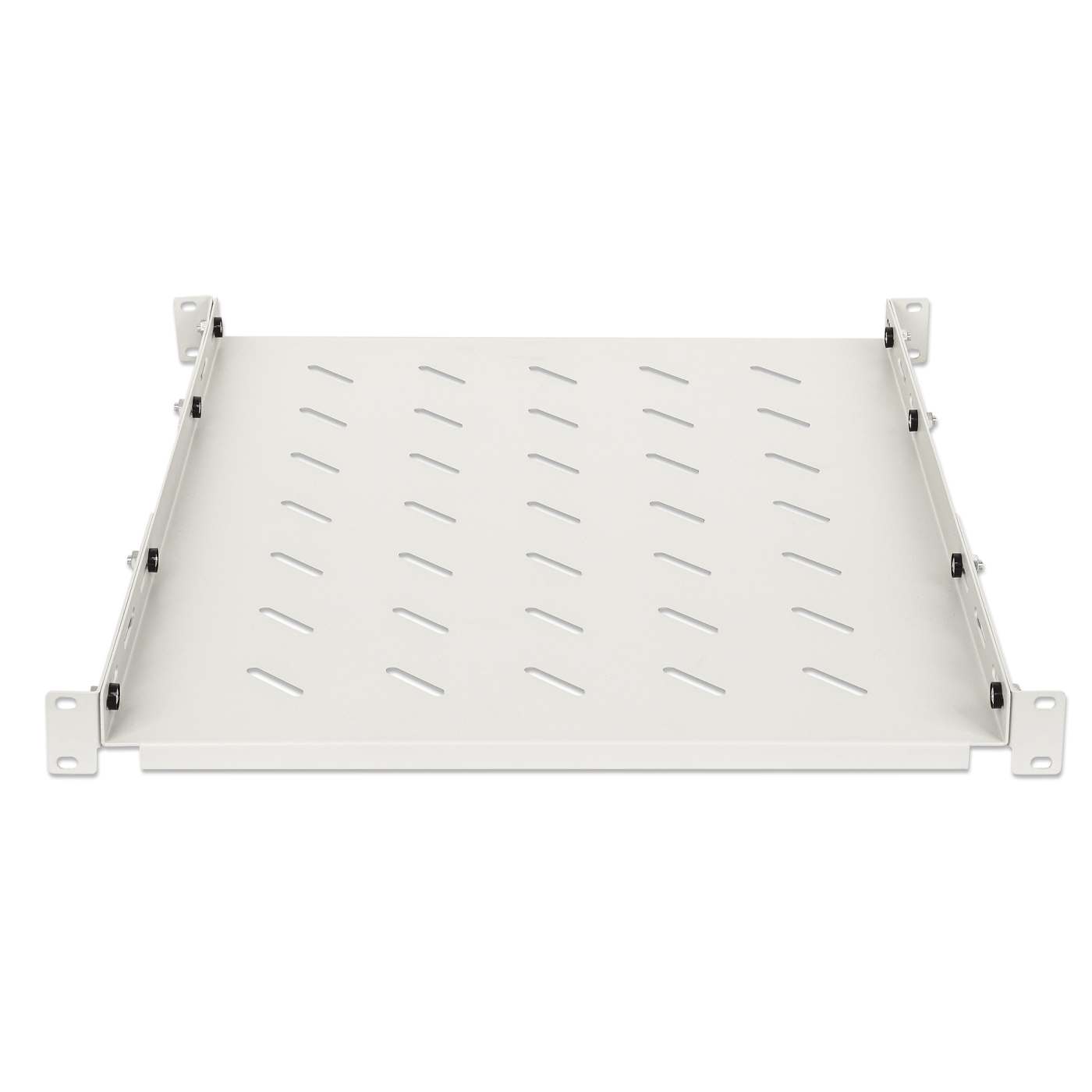 19" Fachboden mit variablen Schienen zur Festmontage, Ablagefläche 550 mm Tiefe, grau Image 3