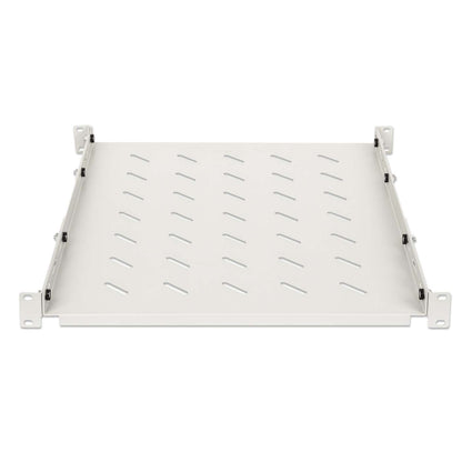 19" Fachboden mit variablen Schienen zur Festmontage, Ablagefläche 550 mm Tiefe, grau Image 3