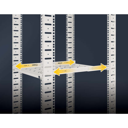 19" Fachboden mit variablen Schienen zur Festmontage, Ablagefläche 750 mm Tiefe, grau Image 5