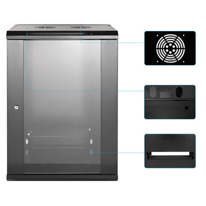 19" Wandverteiler, 15 HE, 770 (H) x 570 (B) x 450 (T) mm, schwarz Image 6