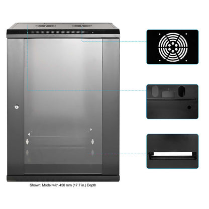 19" Wandverteiler, 15 HE, 770 (H) x 570 (B) x 600 (T) mm, schwarz Image 7