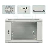 19" Wandverteiler, 6 HE, 370 (H) x 570 (B) x 450 (T) mm, grau Image 9