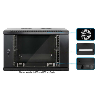 19" Wandverteiler, 6 HE, 370 (H) x 600 (B) x 600 (T) mm, schwarz Image 6