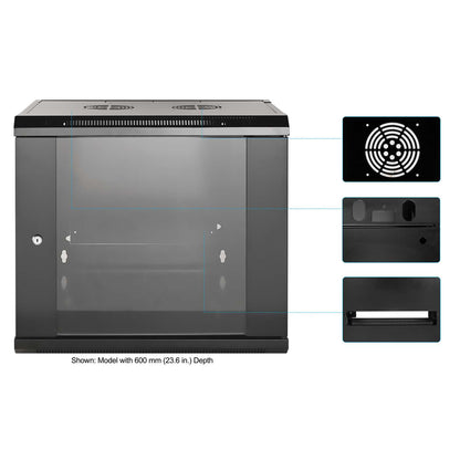 19" Wandverteiler, 9 HE, 500 (H) x 570 (B) x 450 (T) mm, schwarz Image 6