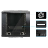 19" Wandverteiler, 9 HE, 500 (H) x 600 (B) x 600 (T) mm, schwarz Image 6
