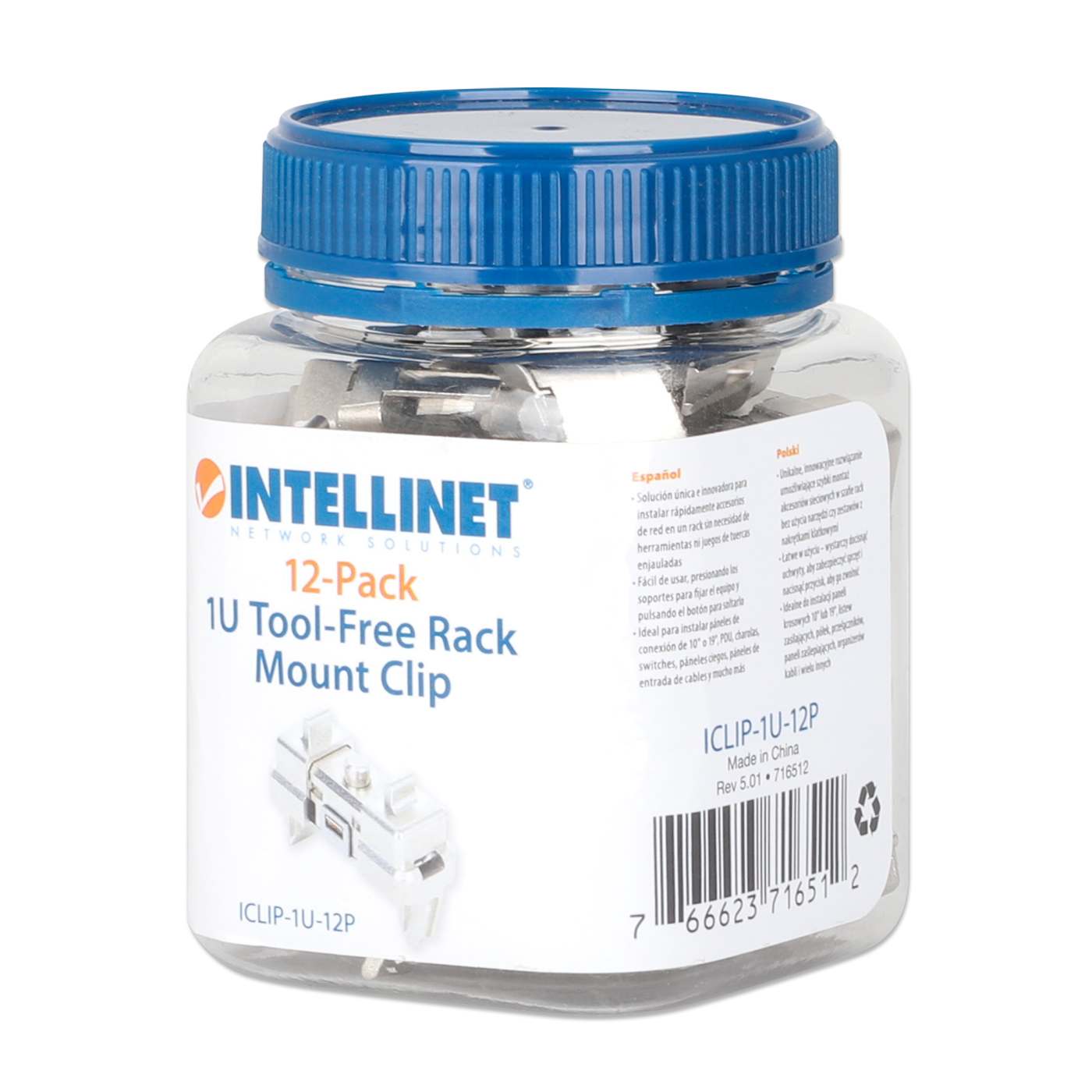 Clip zur werkzeuglosen Rackmontage, 1 HE, 12er-Pack Packaging Image 2