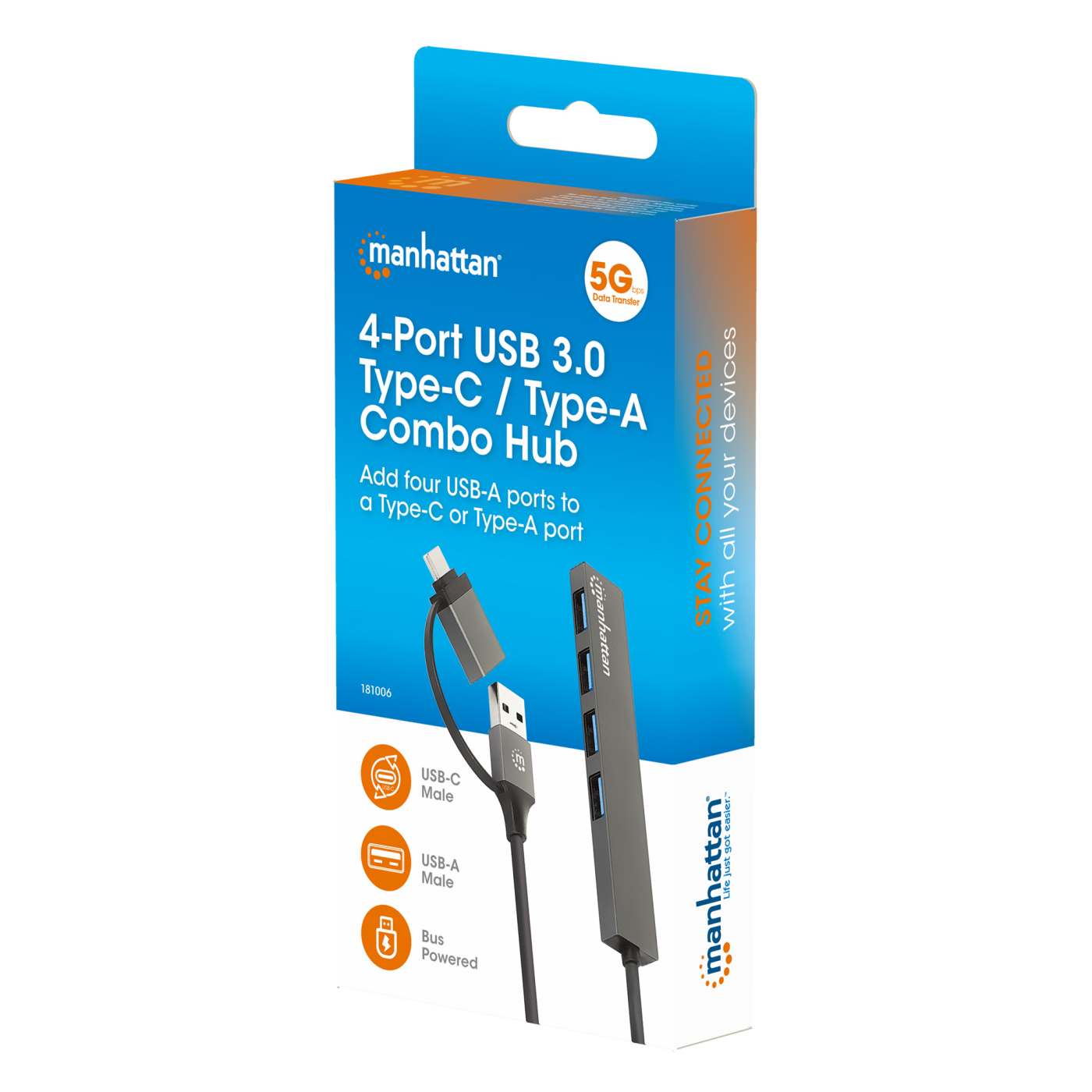 4-Port USB 3.0 Typ-C / Typ-A Kombo-Hub Packaging Image 2