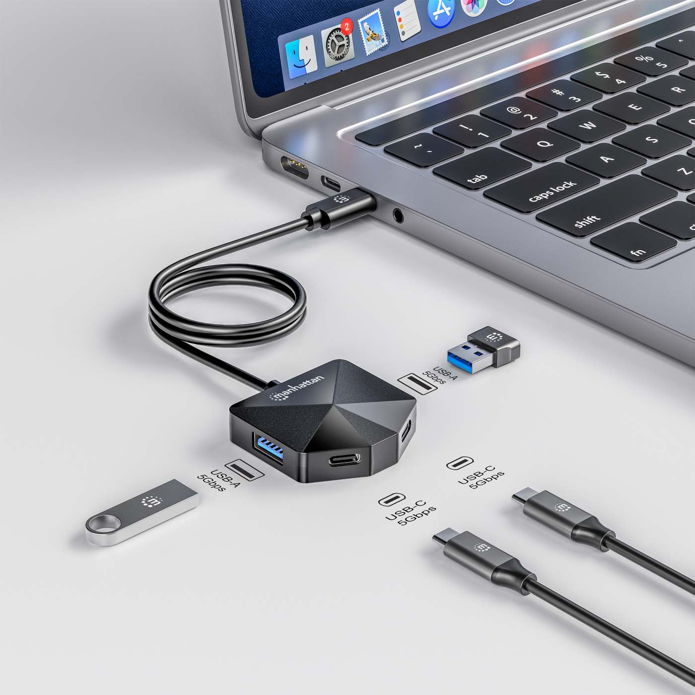 4-Port USB 3.0 Typ-C / Typ-A Kombo-Hub 2x2 Image 3