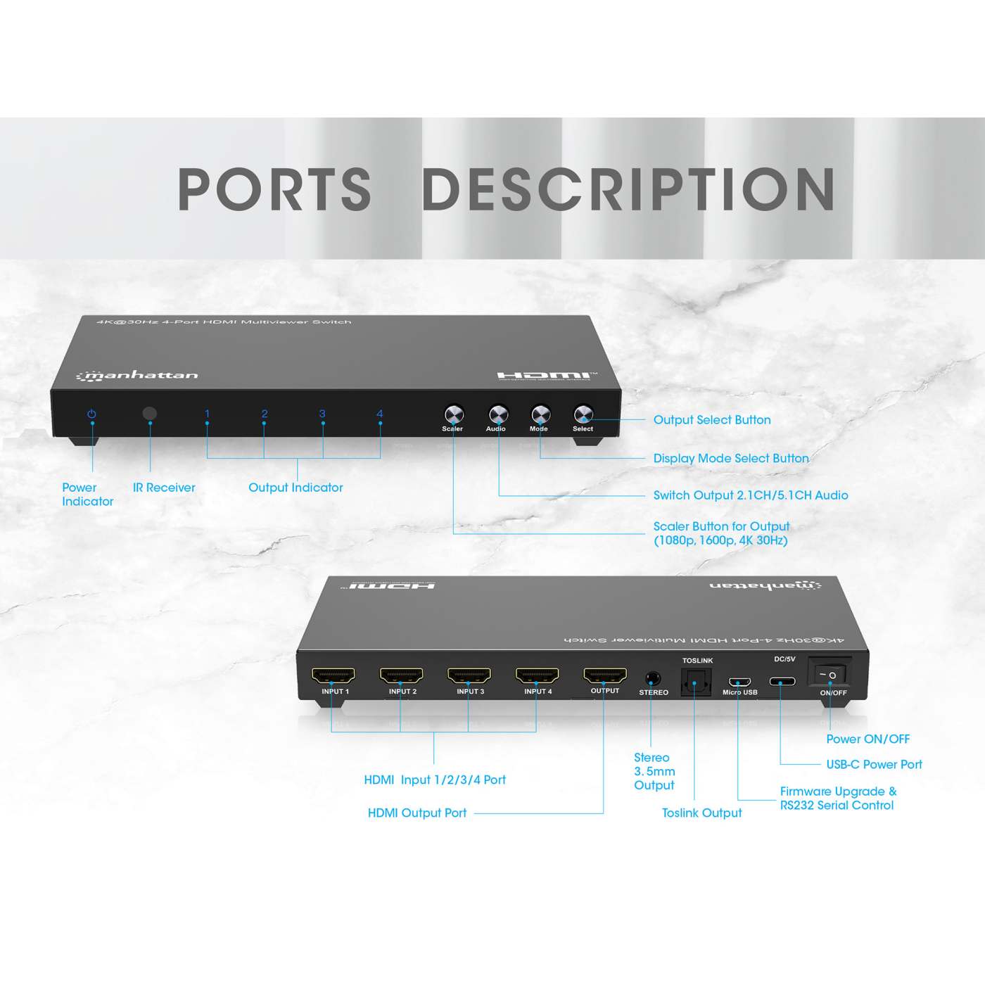 4K@30Hz 4-Port HDMI Multiviewer Switch Image 9