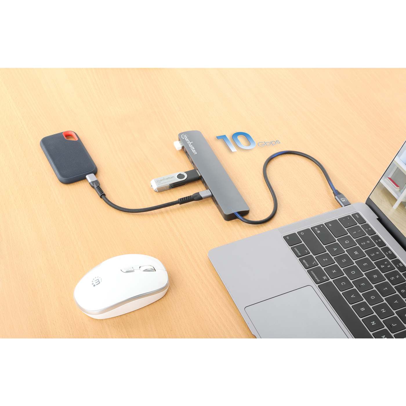 7-Port 10G/5G USB-C / USB-A Hub 4+3 mit Power Delivery Image 2