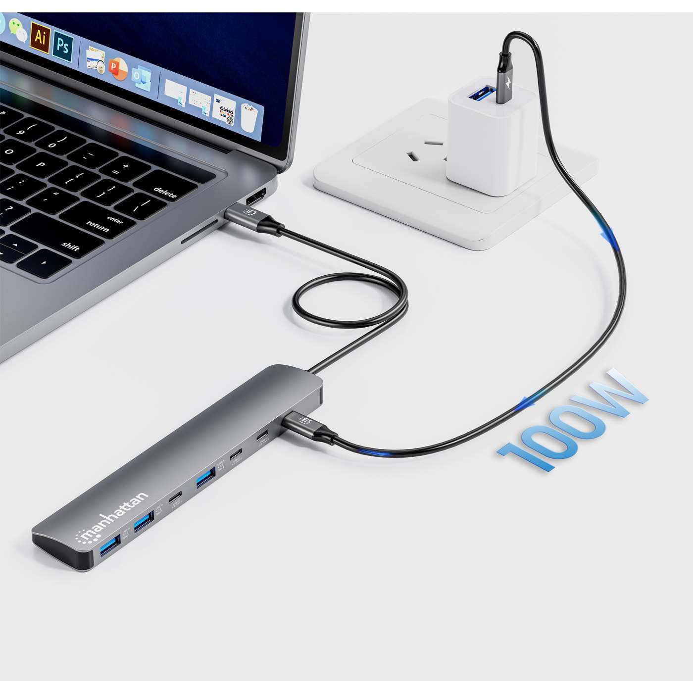 7-Port 10G/5G USB-C / USB-A Hub 4+3 mit Power Delivery Image 6