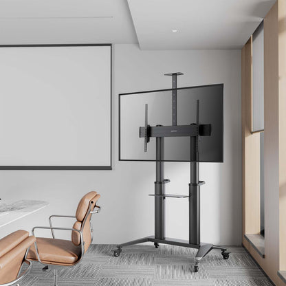 Aluminium Multimedia TV-Ständer auf Rollen mit extrem hoher Traglast für Großbildschirme Image 14