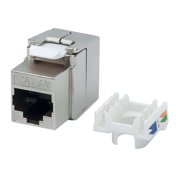 Cat6a 10G Keystone-Modul, geschirmt und werkzeuglos, silber Image 1