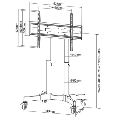 Kompakter TV-Ständer auf Rollen, höhenverstellbar, für 23" bis 70" Image 12